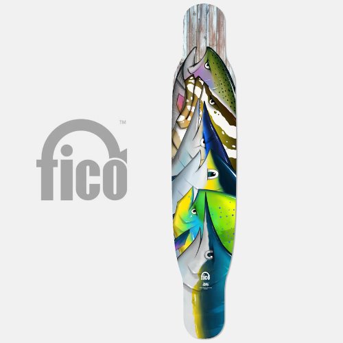 [돌돌] fico_Longboard_10  익스트림 낚시 브랜드 피코 물고기 캐릭터 그래픽 디자인 그래피티 롱보드 스티커 스킨 데칼