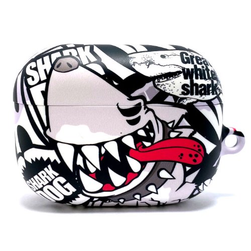 [돌돌컴퍼니] Shark dog-AirPods PRO-case-01 불독아빠 상어엄마 에서 태어난 샤크독 서핑 하와이 그래피티 캐릭터 그래픽 디자인 돌돌 디자이너 Air pod 3, 에어팟 프로, 3세대 케이스