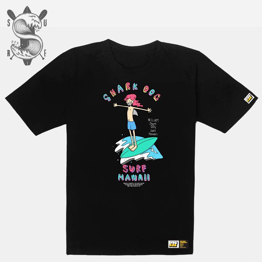 [돌돌] SHARK DOG_tshirts-180 샤크독 서프 하와이 여름 서핑 불독 강아지 캐릭터 그래픽 디자인 티셔츠 반팔티