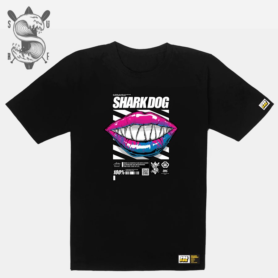 [돌돌] SHARK DOG_tshirts-188 샤크독 서프 하와이 여름 서핑 불독 강아지 캐릭터 그래픽 디자인 티셔츠 반팔티