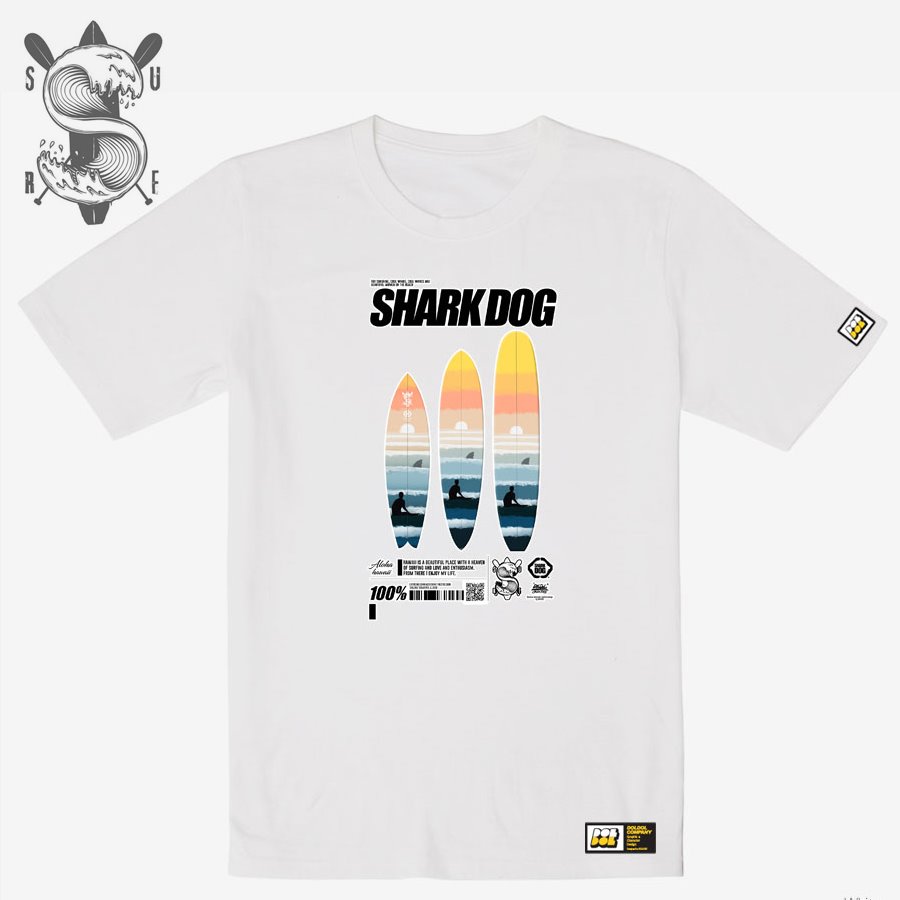 [돌돌] SHARK DOG_tshirts-177 샤크독 서프 하와이 여름 서핑 불독 강아지 캐릭터 그래픽 디자인 티셔츠 반팔티