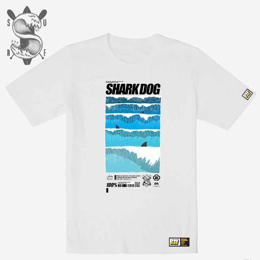 [돌돌] SHARK DOG_tshirts-184 샤크독 서프 하와이 여름 서핑 불독 강아지 캐릭터 그래픽 디자인 티셔츠 반팔티