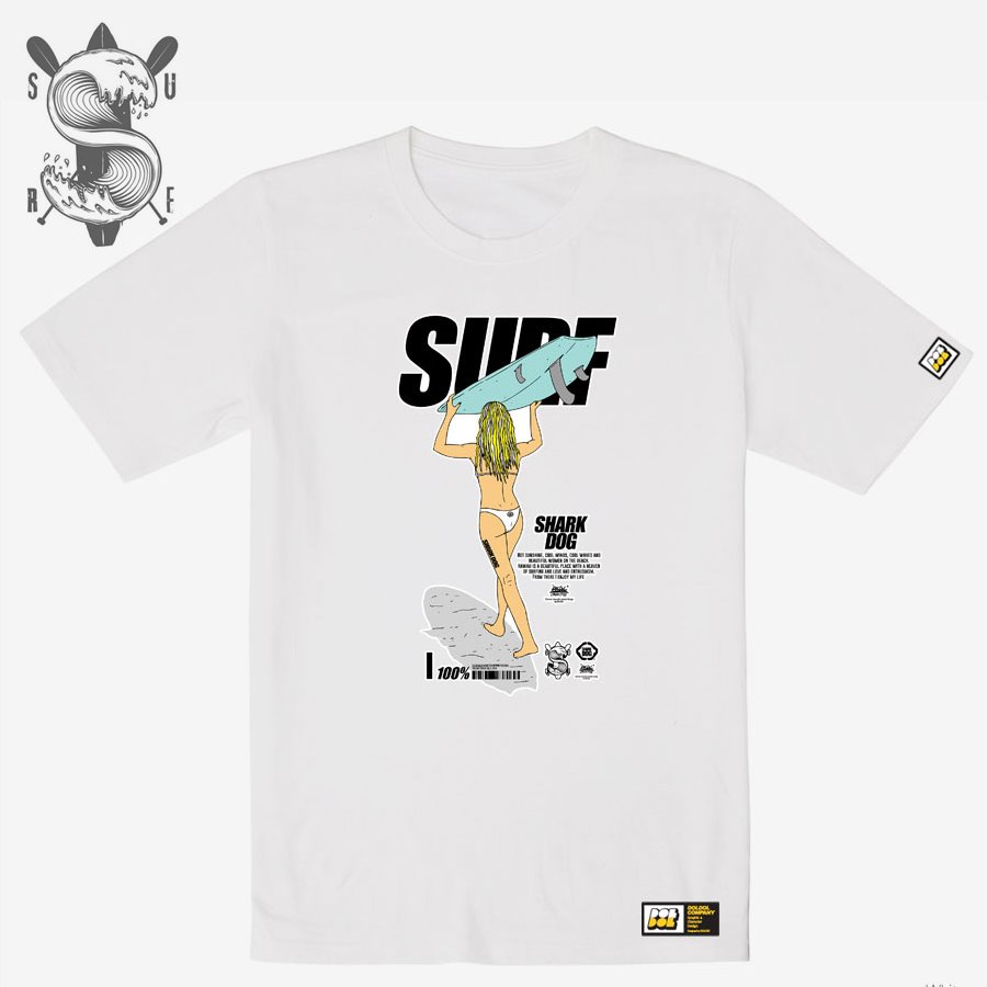 [돌돌] SHARK DOG_tshirts-179 샤크독 서프 하와이 여름 서핑 불독 강아지 캐릭터 그래픽 디자인 티셔츠 반팔티