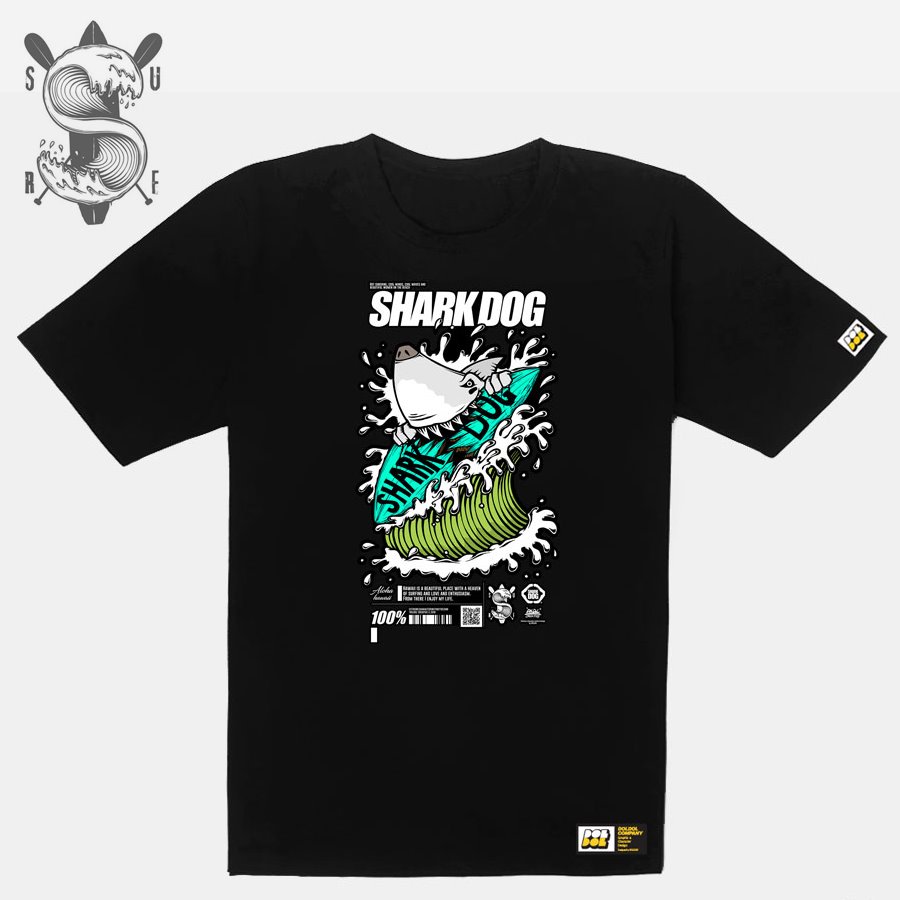 [돌돌] SHARK DOG_tshirts-186 샤크독 서프 하와이 여름 서핑 불독 강아지 캐릭터 그래픽 디자인 티셔츠 반팔티