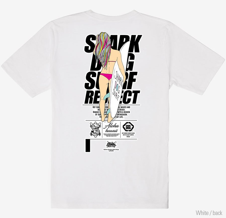 [돌돌] SHARK DOG_tshirts-141 샤크독 서프 하와이 여름 서핑 불독 강아지 캐릭터 그래픽 디자인 티셔츠 반팔티