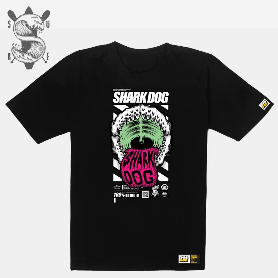 [돌돌] SHARK DOG_tshirts-185 샤크독 서프 하와이 여름 서핑 불독 강아지 캐릭터 그래픽 디자인 티셔츠 반팔티