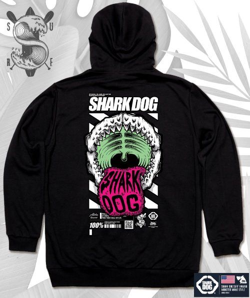 [돌돌컴퍼니] SHARK-DOG-HOODY-207 샤크독 서핑 하와이 캐릭터 그래픽 디자인 그래피티 후드티 후디
