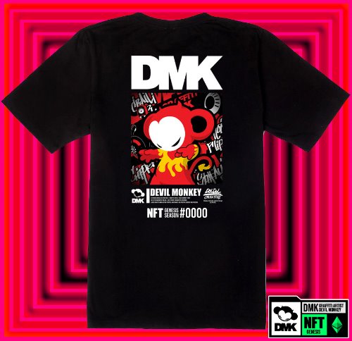 [돌돌] DMK_T-shirts_115 그래피티 아티스트 데빌몽키 DMK NFT 캐릭터 그래픽 디자인 티셔츠 반팔티 티
