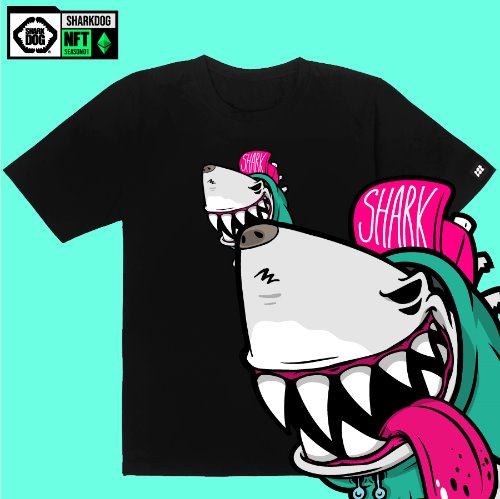 [돌돌컴퍼니] SHARK DOG_tshirts-260 샤크독 서핑 NFT PFP 캐릭터 그래픽 디자인 티셔츠 반팔티