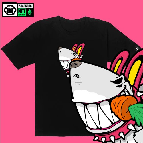 [돌돌컴퍼니] SHARK DOG_tshirts-248 샤크독 서핑 NFT PFP 캐릭터 그래픽 디자인 티셔츠 반팔티