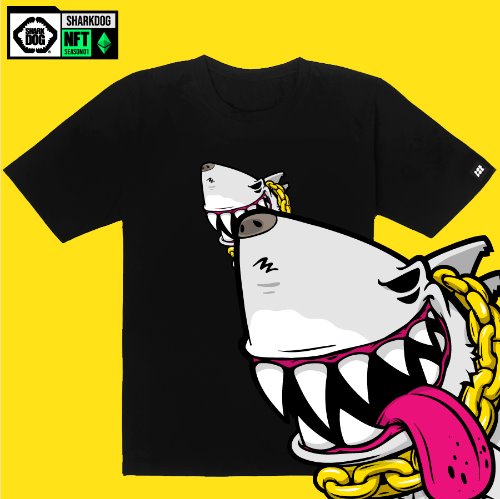 [돌돌컴퍼니] SHARK DOG_tshirts-259 샤크독 서핑 NFT PFP 캐릭터 그래픽 디자인 티셔츠 반팔티