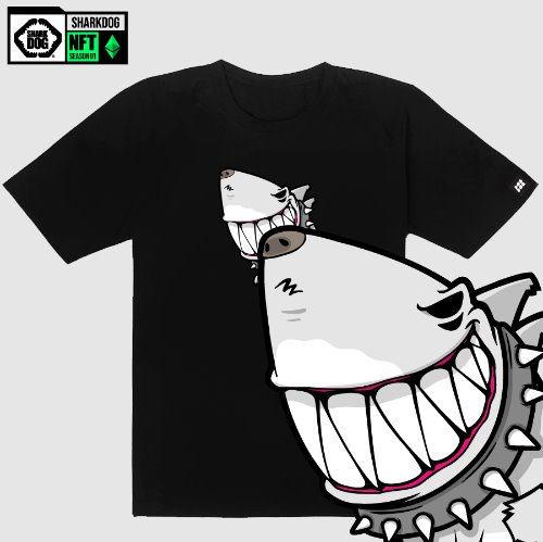 [돌돌컴퍼니] SHARK DOG_tshirts-242 샤크독 서핑 NFT PFP 캐릭터 그래픽 디자인 디자이너 티셔츠 반팔티