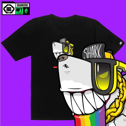 [돌돌컴퍼니] SHARK DOG_tshirts-268 샤크독 서핑 NFT PFP 캐릭터 그래픽 디자인 티셔츠 반팔티