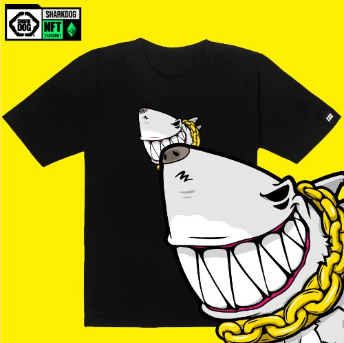 [돌돌컴퍼니] SHARK DOG_tshirts-244 샤크독 서핑 NFT PFP 캐릭터 그래픽 디자인 티셔츠 반팔티
