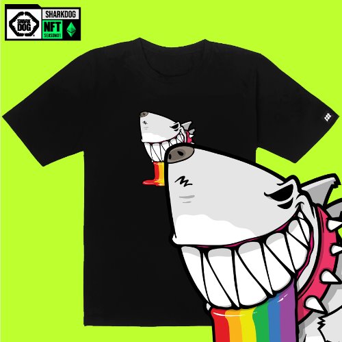 [돌돌컴퍼니] SHARK DOG_tshirts-247 샤크독 서핑 NFT PFP 캐릭터 그래픽 디자인 티셔츠 반팔티