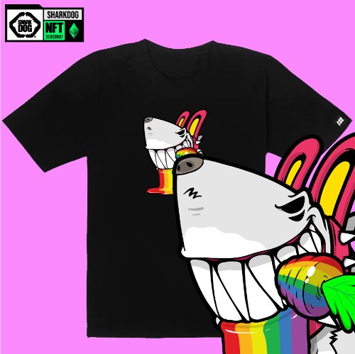 [돌돌컴퍼니] SHARK DOG_tshirts-263 샤크독 서핑 NFT PFP 캐릭터 그래픽 디자인 티셔츠 반팔티