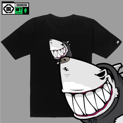 [돌돌컴퍼니] SHARK DOG_tshirts-245 샤크독 서핑 NFT PFP 캐릭터 그래픽 디자인 티셔츠 반팔티