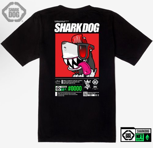 [돌돌컴퍼니] SHARK DOG_tshirts-305 샤크독 서핑 NFT PFP 캐릭터 그래픽 디자인 티셔츠 반팔티