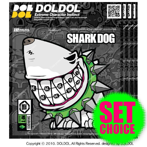 [돌돌컴퍼니] 20-Sharkdog-Sticker-06 샤크독 서핑 하와이 NFT 오토바이 헬멧 자동차 주유구 캐릭터 UV 튜닝 스티커 그래피커 스킨 데칼