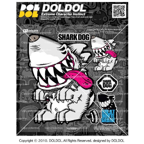 [돌돌컴퍼니] Sharkdog-Sticker-25 샤크독 서핑 하와이 오토바이 자동차 캐릭터 UV 스티커 그래피커 스킨 데칼