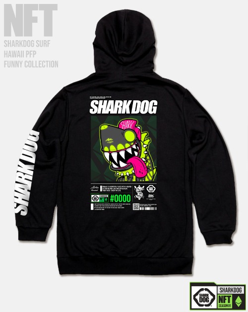 [돌돌컴퍼니] SHARK-DOG-HOODY-265 샤크독 서핑 하와이 NFT 캐릭터 그래픽 디자인 그래피티 후드티 후디