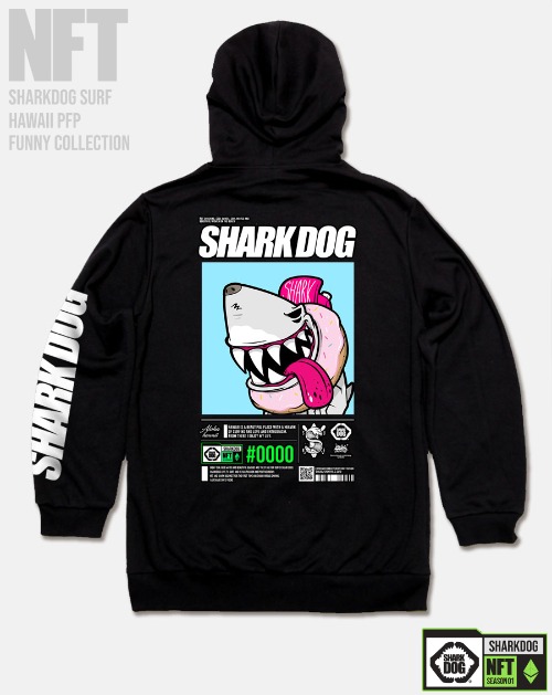 [돌돌컴퍼니] SHARK-DOG-HOODY-254 샤크독 서핑 하와이 NFT 캐릭터 그래픽 디자인 그래피티 후드티 후디