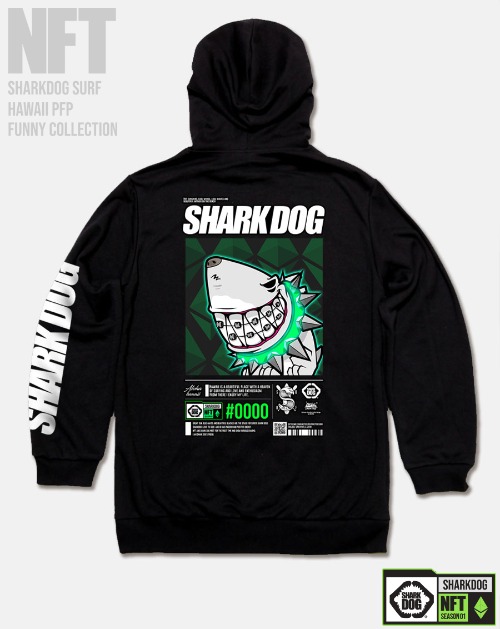[돌돌컴퍼니] SHARK-DOG-HOODY-253 샤크독 서핑 하와이 NFT 캐릭터 그래픽 디자인 그래피티 후드티 후디