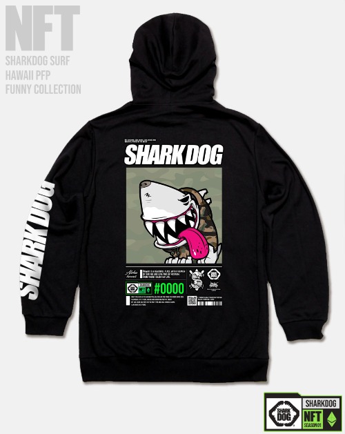 [돌돌컴퍼니] SHARK-DOG-HOODY-257 샤크독 서핑 하와이 NFT 캐릭터 그래픽 디자인 그래피티 후드티 후디