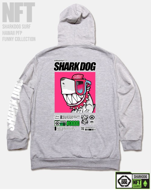 [돌돌컴퍼니] SHARK-DOG-HOODY-272 샤크독 서핑 하와이 NFT 캐릭터 그래픽 디자인 그래피티 후드티 후디