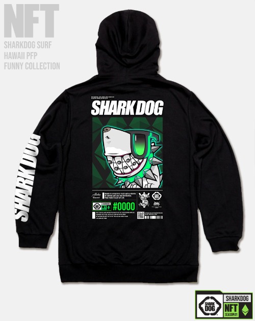 [돌돌컴퍼니] SHARK-DOG-HOODY-269 샤크독 서핑 하와이 NFT 캐릭터 그래픽 디자인 그래피티 후드티 후디