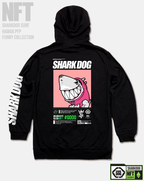[돌돌컴퍼니] SHARK-DOG-HOODY-260 샤크독 서핑 하와이 NFT 캐릭터 그래픽 디자인 그래피티 후드티 후디