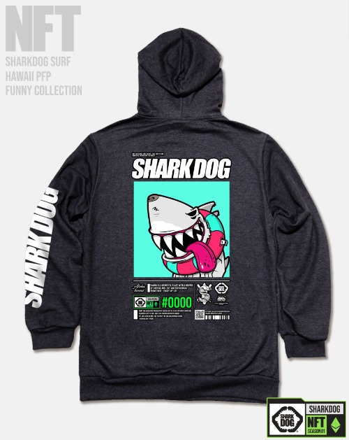 [돌돌컴퍼니] SHARK-DOG-HOODY-259 샤크독 서핑 하와이 NFT 캐릭터 그래픽 디자인 그래피티 후드티 후디