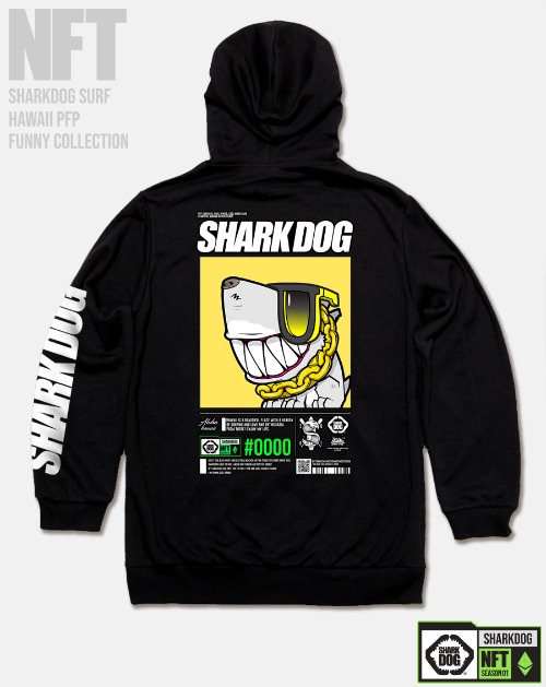[돌돌컴퍼니] SHARK-DOG-HOODY-270 샤크독 서핑 하와이 NFT 캐릭터 그래픽 디자인 그래피티 후드티 후디