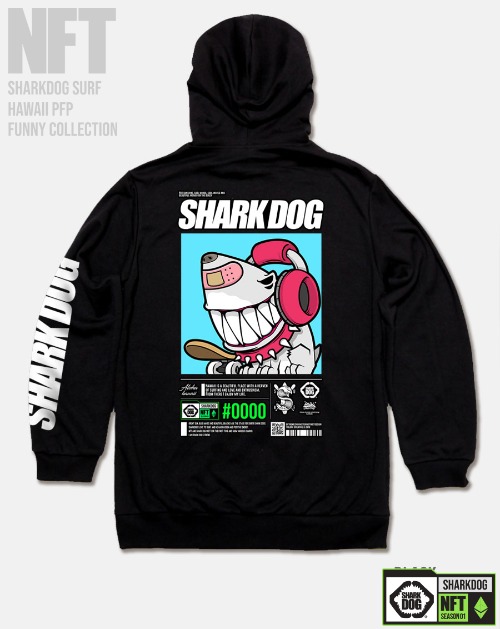 [돌돌컴퍼니] SHARK-DOG-HOODY-252 샤크독 서핑 하와이 NFT 캐릭터 그래픽 디자인 그래피티 후드티 후디