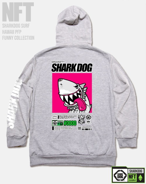 [돌돌컴퍼니] SHARK-DOG-HOODY-258 샤크독 서핑 하와이 NFT 캐릭터 그래픽 디자인 그래피티 후드티 후디