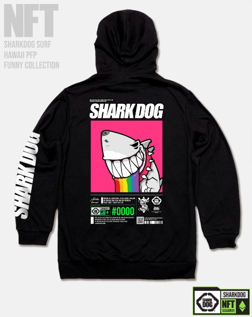 [돌돌컴퍼니] SHARK-DOG-HOODY-250 샤크독 서핑 하와이 NFT 캐릭터 그래픽 디자인 그래피티 후드티 후디