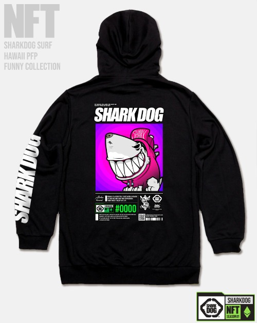 [돌돌컴퍼니] SHARK-DOG-HOODY-255 샤크독 서핑 하와이 NFT 캐릭터 그래픽 디자인 그래피티 후드티 후디