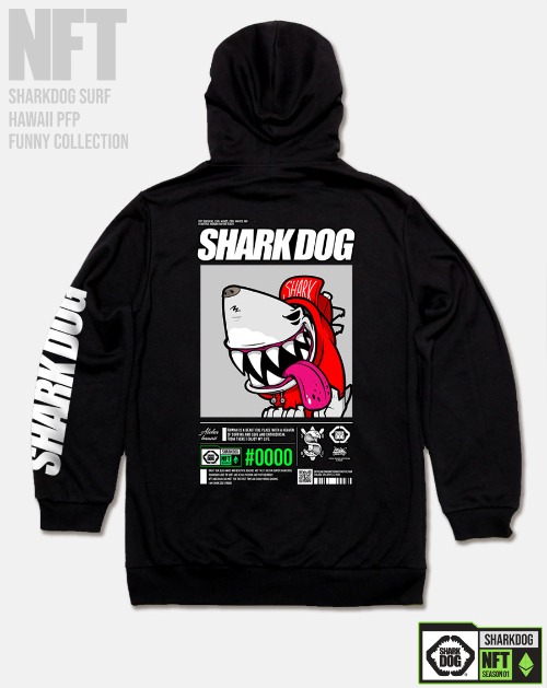 [돌돌컴퍼니] SHARK-DOG-HOODY-276 샤크독 서핑 하와이 NFT 캐릭터 그래픽 디자인 그래피티 후드티 후디