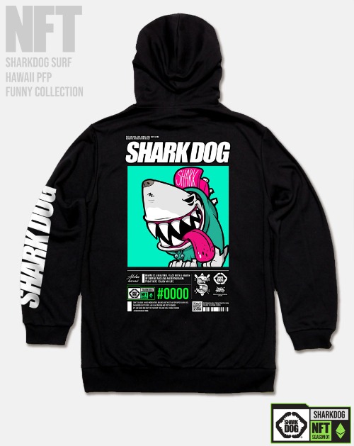 [돌돌컴퍼니] SHARK-DOG-HOODY-263 샤크독 서핑 하와이 NFT 캐릭터 그래픽 디자인 그래피티 후드티 후디