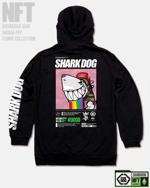 [돌돌컴퍼니] SHARK-DOG-HOODY-277 샤크독 서핑 하와이 NFT 캐릭터 그래픽 디자인 그래피티 후드티 후디