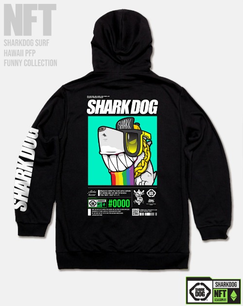 [돌돌컴퍼니] SHARK-DOG-HOODY-271 샤크독 서핑 하와이 NFT 캐릭터 그래픽 디자인 그래피티 후드티 후디