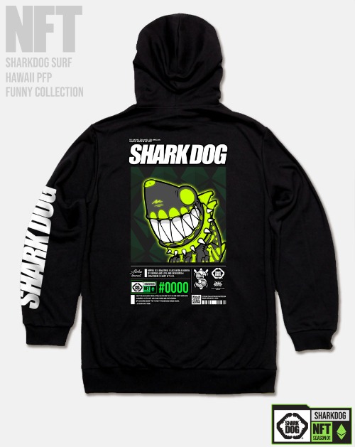 [돌돌컴퍼니] SHARK-DOG-HOODY-256 샤크독 서핑 하와이 NFT 캐릭터 그래픽 디자인 그래피티 후드티 후디