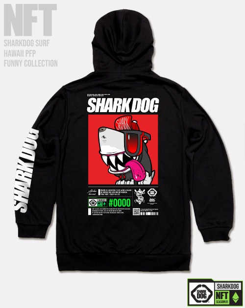 [돌돌컴퍼니] SHARK-DOG-HOODY-275 샤크독 서핑 하와이 NFT 캐릭터 그래픽 디자인 그래피티 후드티 후디