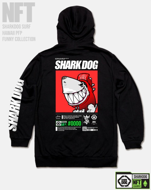 [돌돌컴퍼니] SHARK-DOG-HOODY-273 샤크독 서핑 하와이 NFT 캐릭터 그래픽 디자인 그래피티 후드티 후디