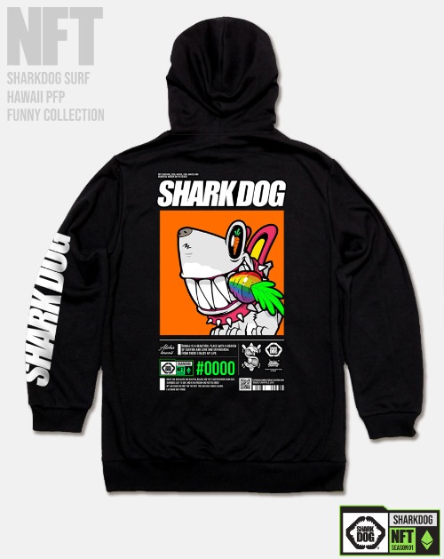 [돌돌컴퍼니] SHARK-DOG-HOODY-274 샤크독 서핑 하와이 NFT 캐릭터 그래픽 디자인 그래피티 후드티 후디