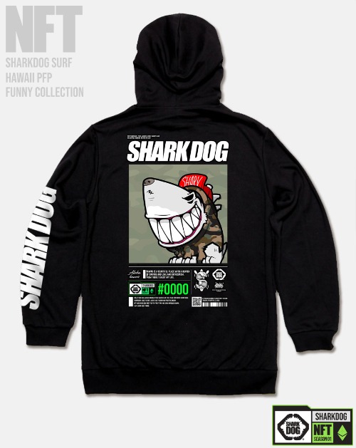 [돌돌컴퍼니] SHARK-DOG-HOODY-267 샤크독 서핑 하와이 NFT 캐릭터 그래픽 디자인 그래피티 후드티 후디