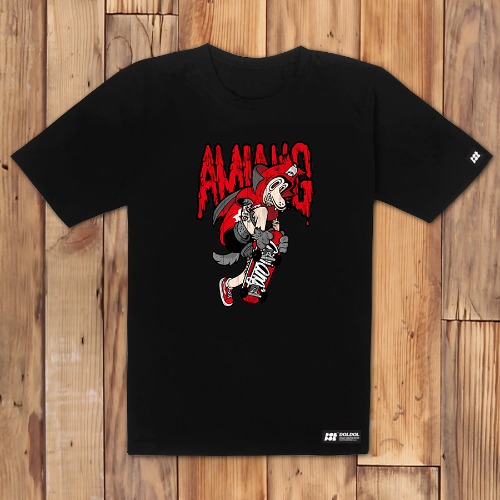 [돌돌] AMIANG_T-shirts_05 드라큘라가 입양한 늑대인간 아기 아미앙 캐릭터 그래픽 티셔츠