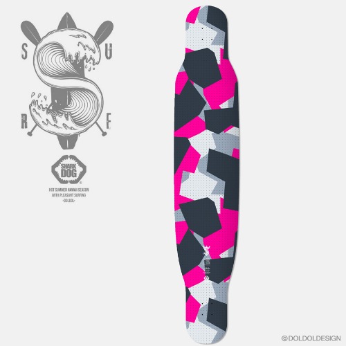 [돌돌] SHARK-DOG_Longboard_51 샤크독 서핑 하와이 불독 상어 캐릭터 그래픽 디자인 그래피티 롱보드 스티커 스킨 데칼