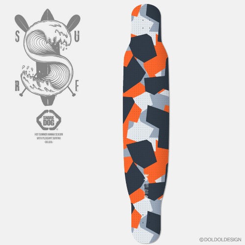 [돌돌] SHARK-DOG_Longboard_48 샤크독 서핑 하와이 불독 상어 캐릭터 그래픽 디자인 그래피티 롱보드 스티커 스킨 데칼