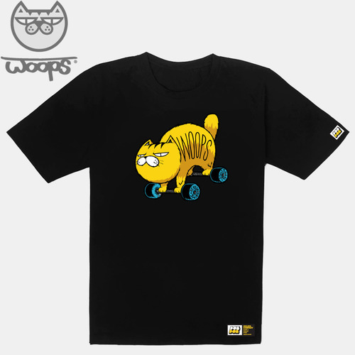 [돌돌] WOOPS-T-66 웁스 고양이 스케이트보드 캐릭터 티셔츠 